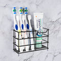 Linkidea Toothbrush Holder for Shower, Stainless Steel Tooth Brush Storage Stand Rack, Wallmount / Countertop 7 Slot Organizer Compatible with Colgate Extra Clean, Oral-B CrossAction (Black)