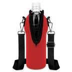 Linkidea Disposable Water Bottle Carrier with Strap Compatible with Smartwater 16.9/20Fl Oz, Insulated Neoprene Plastic Bottled Water Cover Holder with Clip for Backpack (Red)