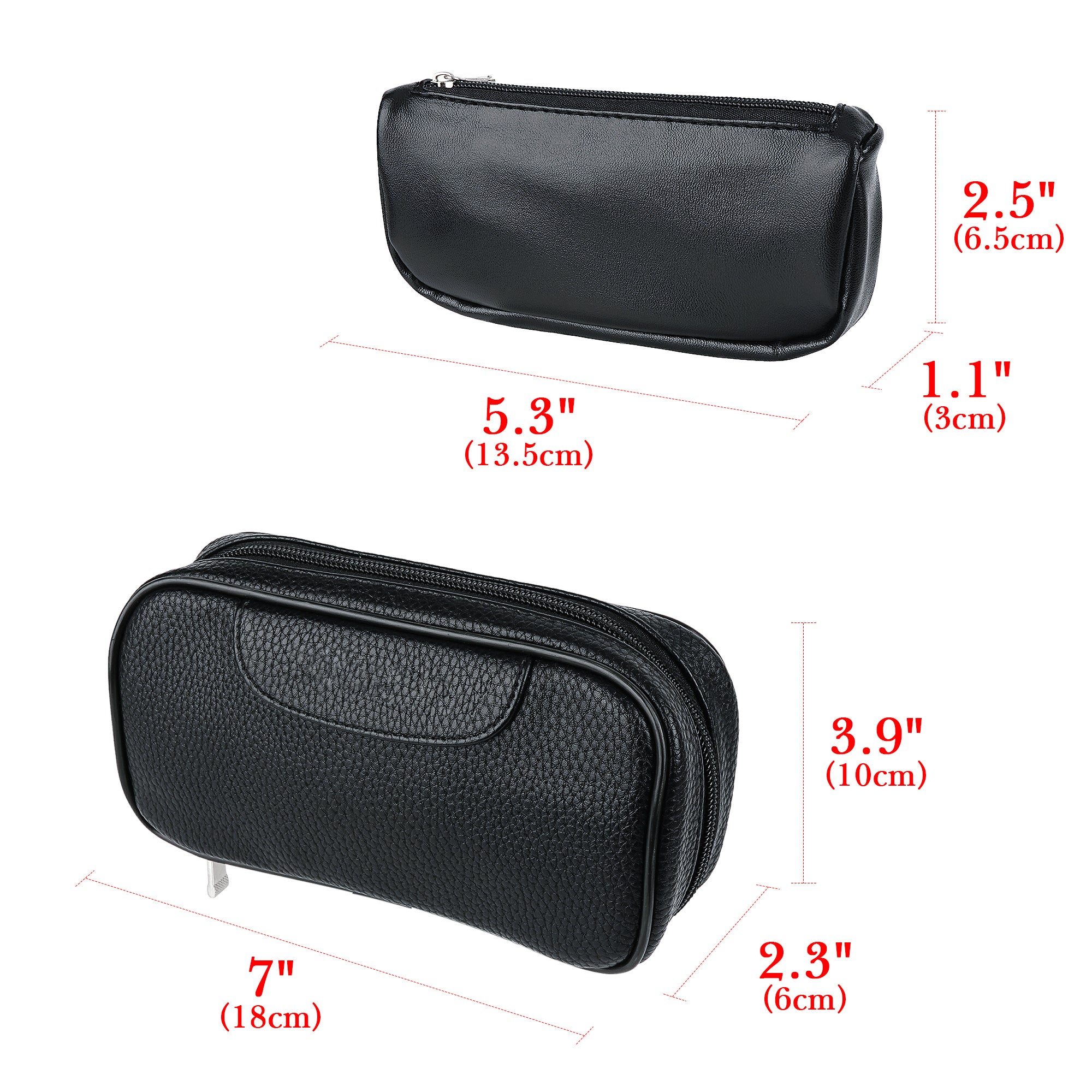 Linkidea Vegan Leather Tobacco Pipe Bag, Travel Pipe Organizer Pouch for Tobacco Pipes & Accessories, Portable Protective Storage Case for Gifts (Black)