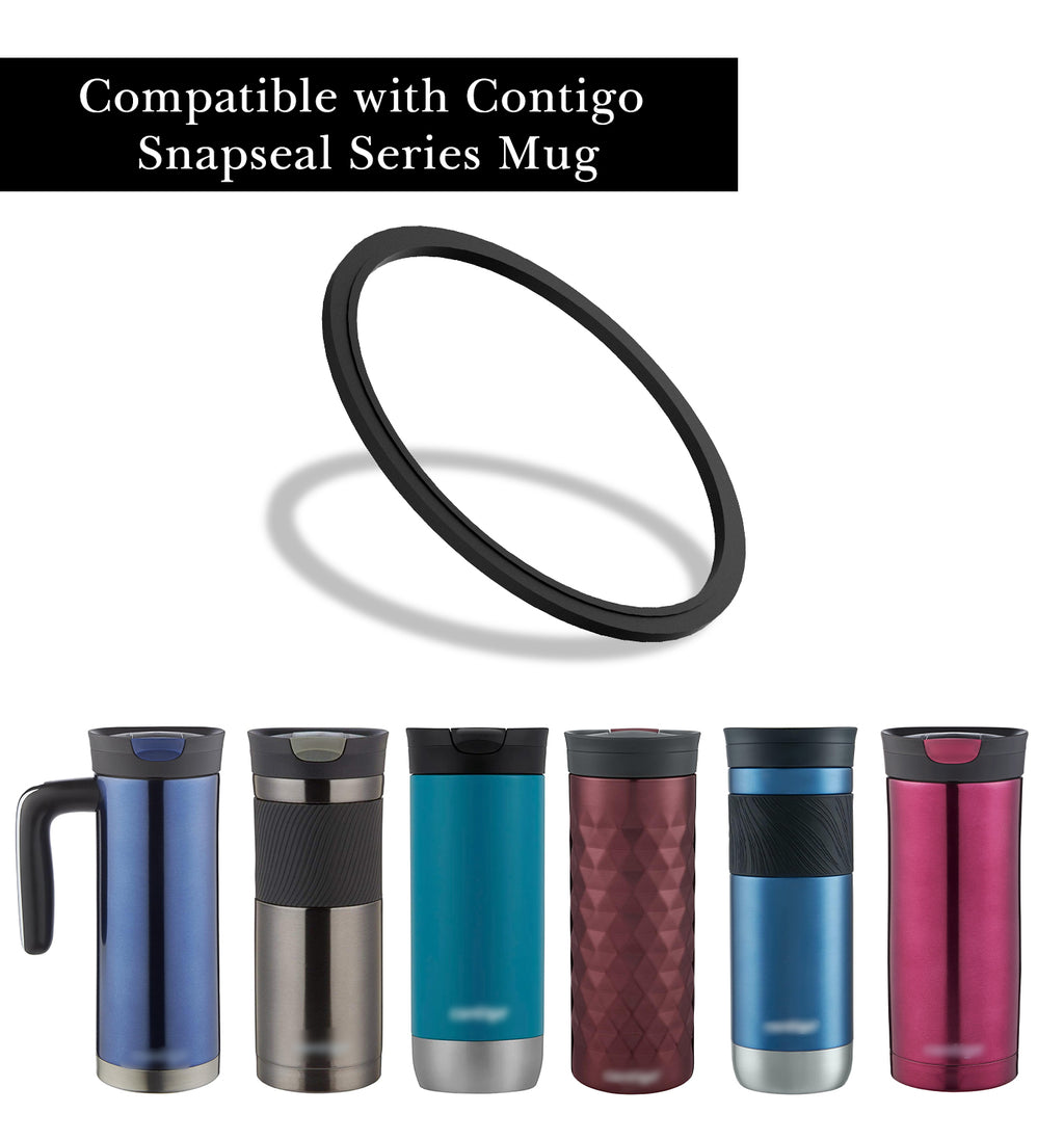 Linkidea 6 Pack Water Bottle Gasket Replacement Compatible with Contigo Byron Snapseal Travel Mug 16oz/20oz, Silicone O Ring Leak Proof Rubber Seal with Tweezer for Bottle Lid, Black
