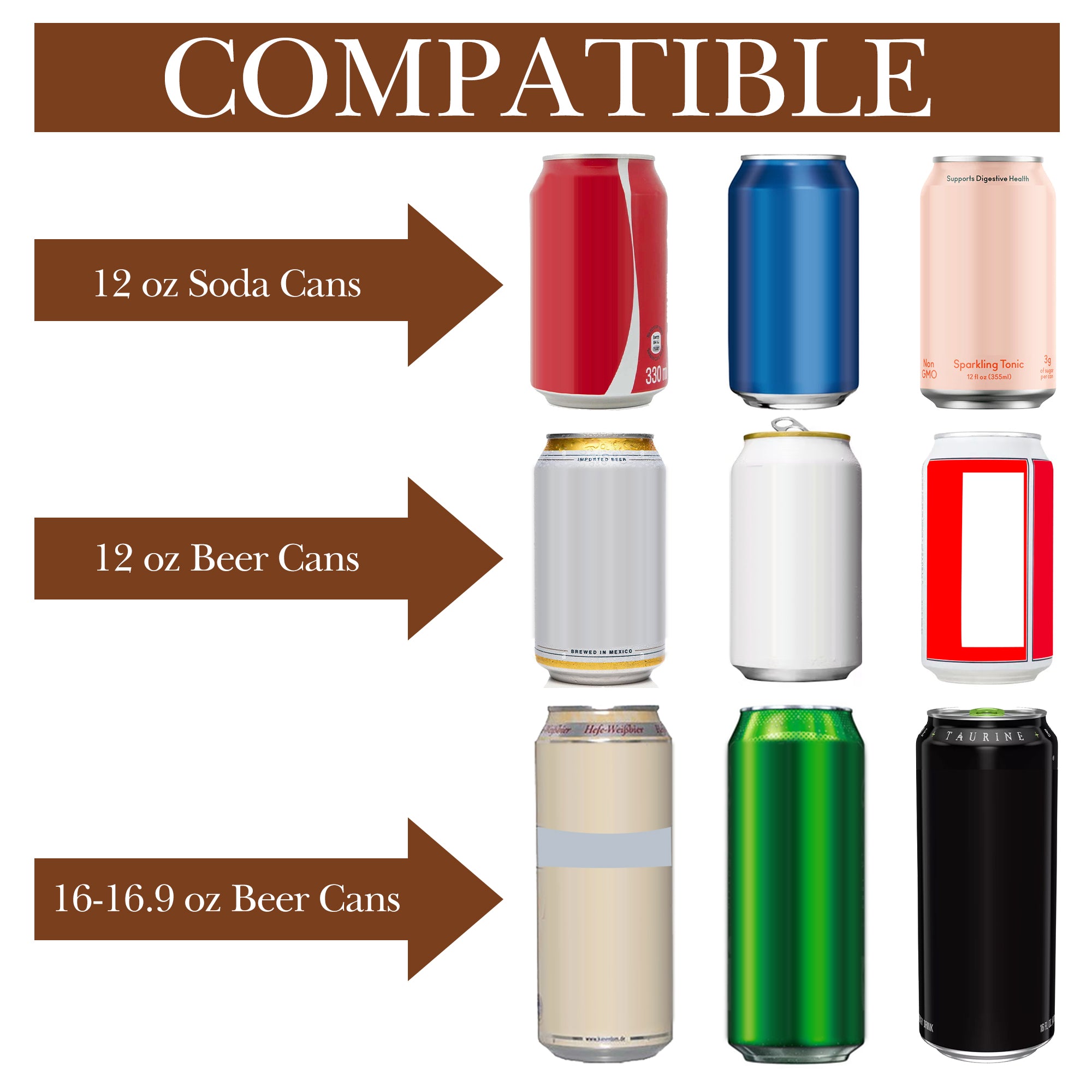 Linkidea Vegan Leather Soda Can Cooler, 2 Pack Beer Coolie Holder Gifts for Men & Women, Beverage Insulator Cover Sleeve for 12oz to 16oz Standard Can (Brown)