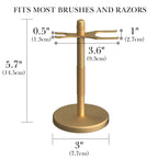 Linkidea Safety Razor Stand, Bathroom Organizer Compatible with Vikings Blade Chieftain, Merkur 34C/38C, Rockwell 6S/6C, Henson AL13, Quick Drying Shaving Accessories Holder (Gold)