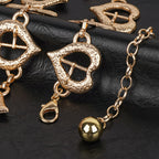 Plus Size Chain Belt for Women, Gold Metal Chain Belt Women Belly Waist Chains, Extra Long Body Chain, 47 Inch Adjustable Chunky Belt Chain (Love Buckle Style)