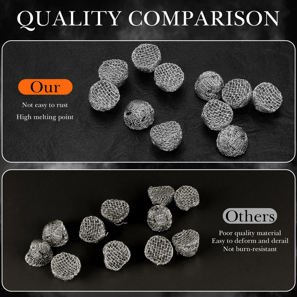 Linkidea 50 Pcs Iron Wire Mesh Pipe Screens, 15mm (0.6 Inch) Dome-Shaped Bowl Filters for Smoking & Herbal Pipes (Silver)