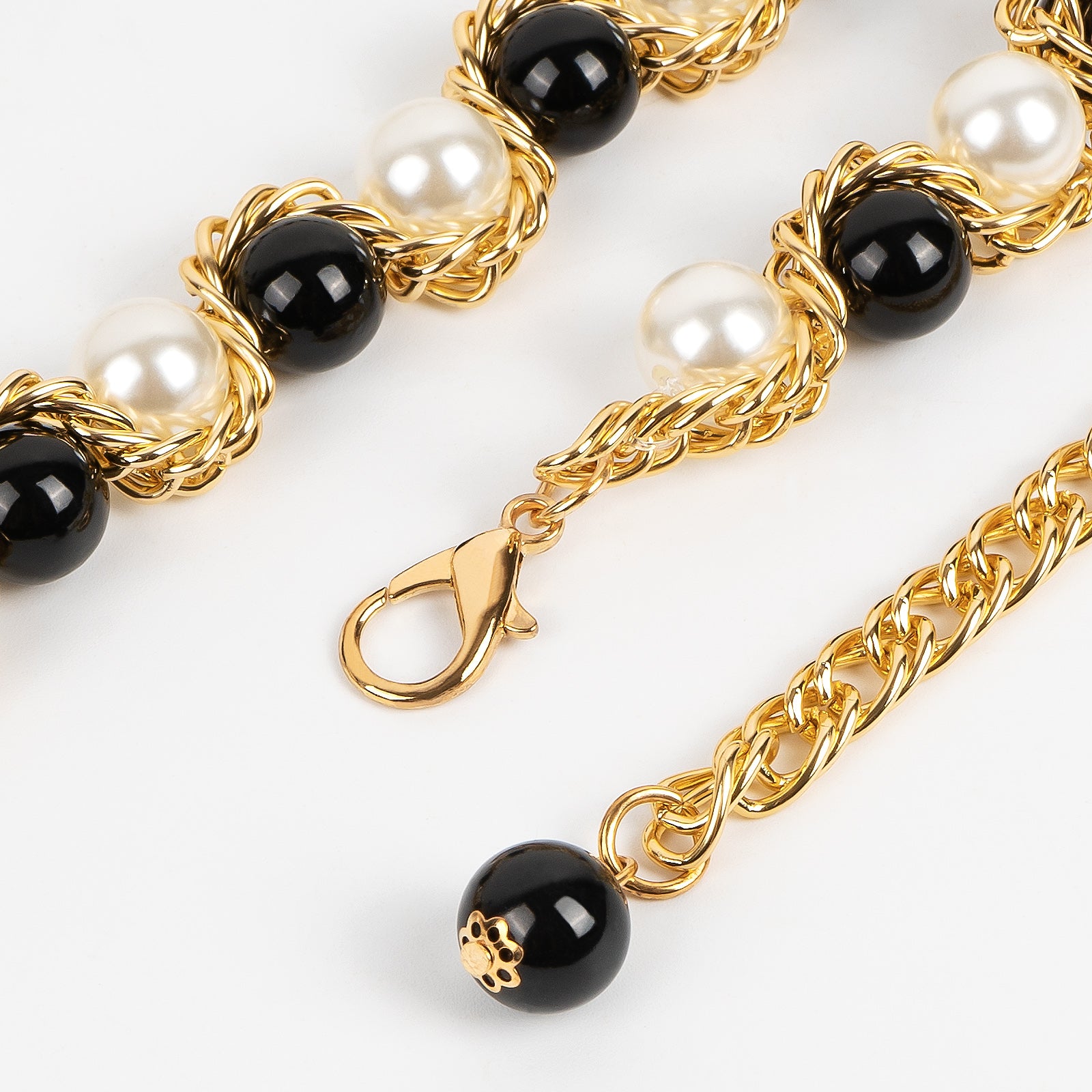 Plus Size Chain Belt for Women, Gold Color and Black White Faux Pearl Waist Chains, Extra Long Body Chain, 39-59 Inch Adjustable Chunky Belt Chain
