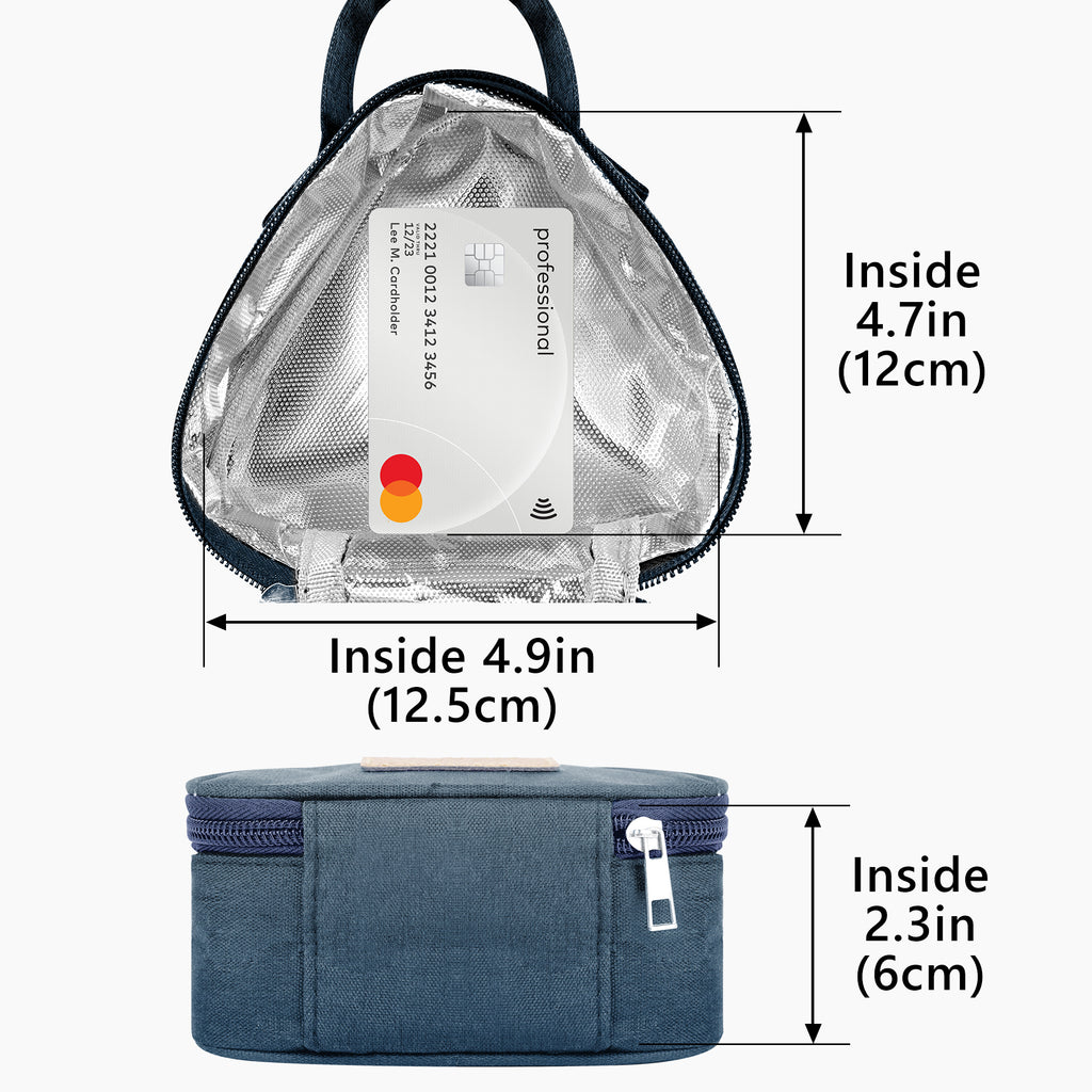 Linkidea Mini Reusable Snack Bags, Leakproof Insulated Snacks Storage Bag for Fruit, Compact Outdoors Lunch Box (Navy Blue)