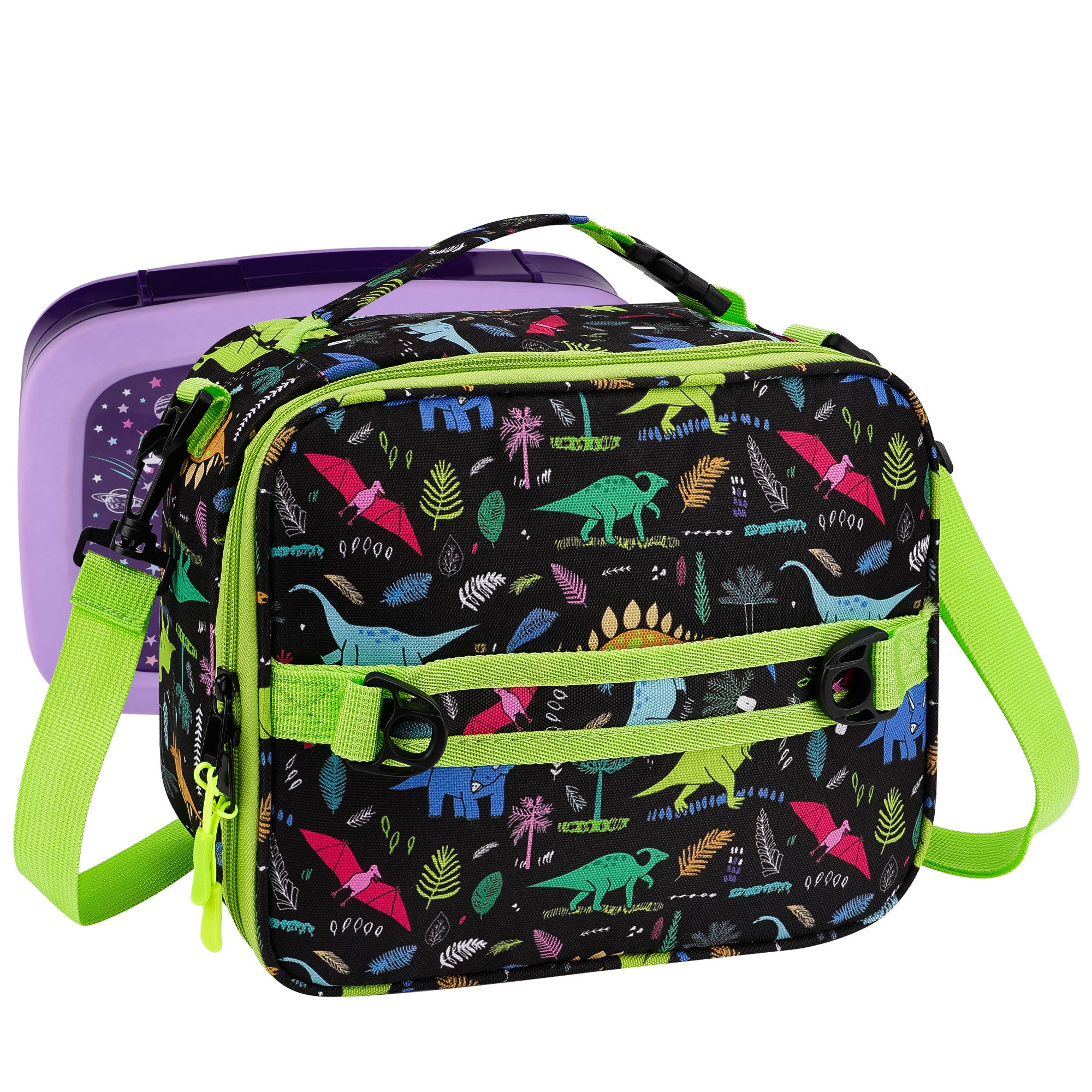 Linkidea Lunch Bag Compatible with Bentgo Lunch Boxes, Insulated Lunch Bag for Kids, Holds Lunch Box, Water Bottle and Snacks, Easy-Clean Water-Resistant Fabric (Dinosaur)
