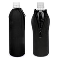 Linkidea Disposable Water Bottle Sleeve Compatible with Smartwater 16.9/20Fl Oz, Evian 16.9Fl Oz, Insulated Neoprene Plastic Bottled Water Cover with Lockable Zipper (2 Pack/Black)