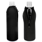 Linkidea Disposable Water Bottle Sleeve Compatible with Smartwater 16.9/20Fl Oz, Evian 16.9Fl Oz, Insulated Neoprene Plastic Bottled Water Cover with Lockable Zipper (2 Pack/Black)