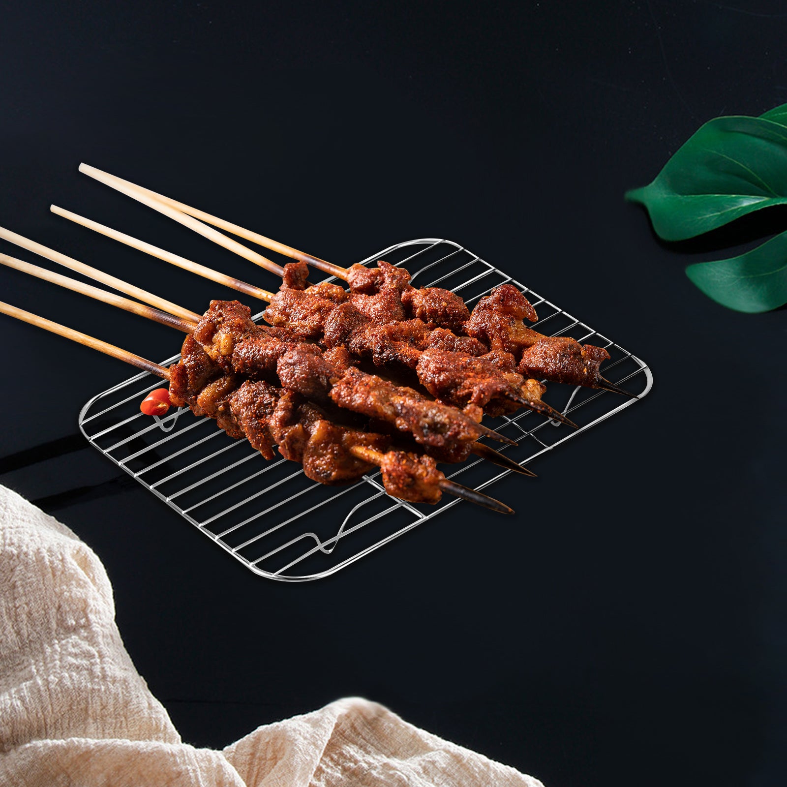 Linkidea 2 Pack Stainless Steel Grilling Rack, 9.6" x 7" Oven Safe Grid Wired Rack for Baking, BBQ Accessories Compatible with Stock Your Home, Stack Man, Eco-Foil,