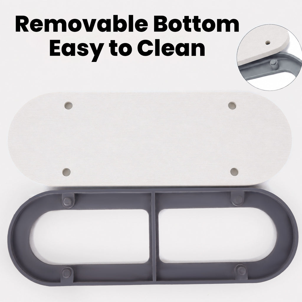 Linkidea Diatomite Bathroom Countertop Tray, Quick-Dry Soap Dispenser Holder & Soap Dish Organizer, Absorbent Vanity Sink Caddy with Removable Silicone Mat for Hand Soap Toiletries (White)