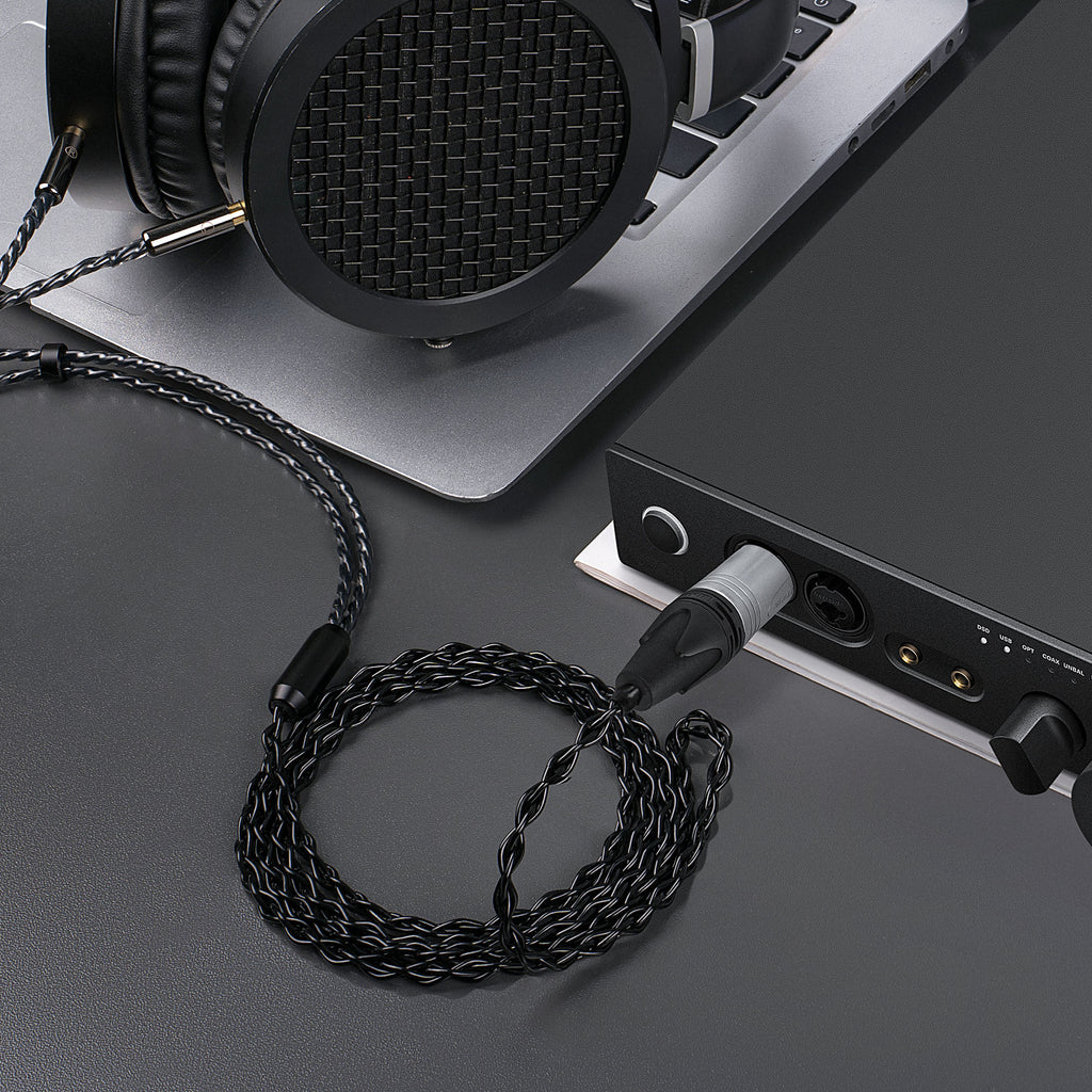 Linkidea Upgrade 6N Audio Cable for HIFIMAN Edition XS, SUNDARA, Arya, HE400SE, Ananda, Denon AH-D7200 Headphones, 4-Pin XLR to Dual 3.5mm Male Replacement Headphones Cord (4.9ft/1.5m)