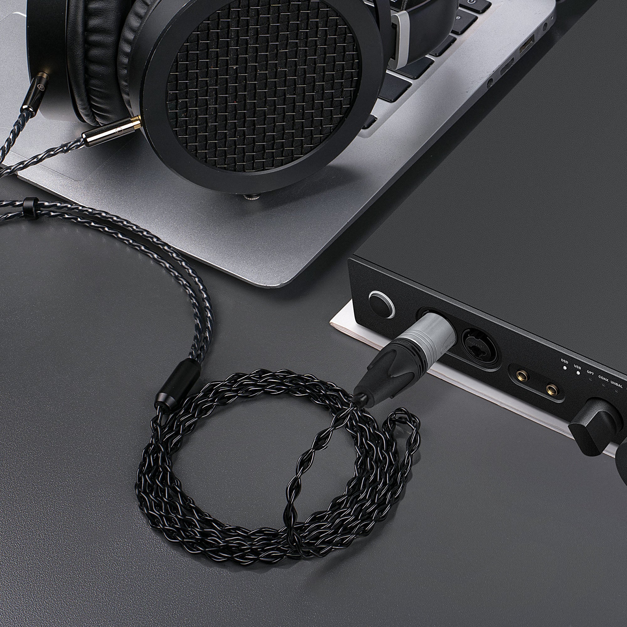 Linkidea Upgrade 6N Audio Cable for HIFIMAN Edition XS, SUNDARA, Arya, HE400SE, Ananda, Denon AH-D7200 Headphones, 4-Pin XLR to Dual 3.5mm Male Replacement Headphones Cord (4.9ft/1.5m)