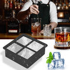 Extra Large Ice Cube Mold with Lid, 2 Pack Silicone Ice Cube Freezer Trays, 2 Inch Giant Ice Cube Molds for Whiskey Bourbon Cocktails Coffee Soup Ice Cubes Tray, Black
