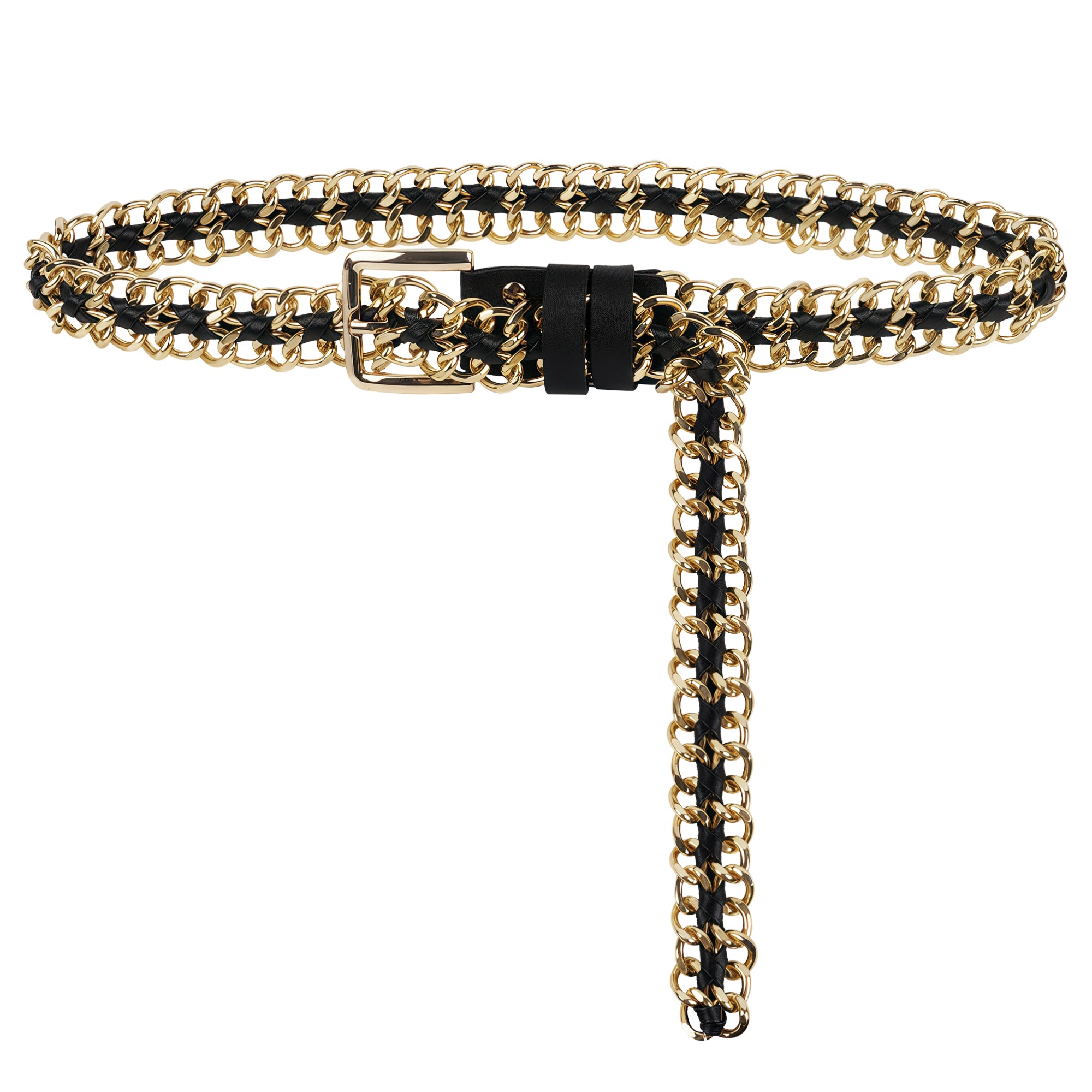 Plus Size Chain Belt for Women, Gold Black Color Trendy Waist Belt, 43.3 Inch Adjustable Body Chunky Chain for Dresses, Party, Casual Wear, Fashion Jewelry Accessory