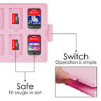 Linkidea Game Card Case Compatible with Nintendo Switch NX, NS, Hard Shell Protective Storage Carrying Box with 12 Card Slots and Micro SD Card Holder (Pink)