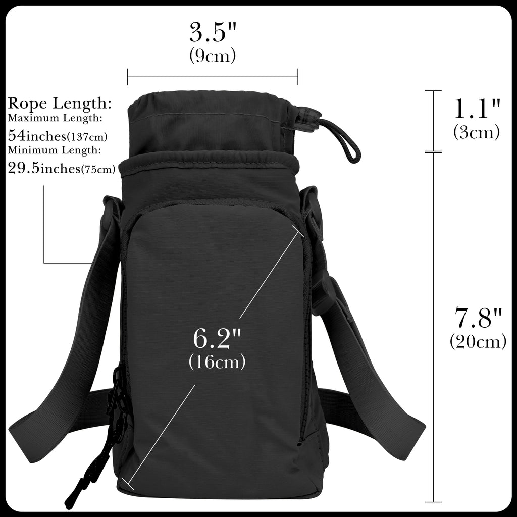 Linkidea Water Bottle Carrier with Strap Compatible with Owala FreeSip 24oz/32oz, IRON FLASK Wide Mouth 32oz, Bottle Shoulder Strap Bag Holder with Phone Pocket (Black)