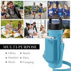 Linkidea Water Bottle Carrier with Shoulder Strap Compatible with YETI Rambler Bottle 26oz, Yonder 25oz, Waterbottle Sling Bag Holder with Mesh Phone Pocket, Blue