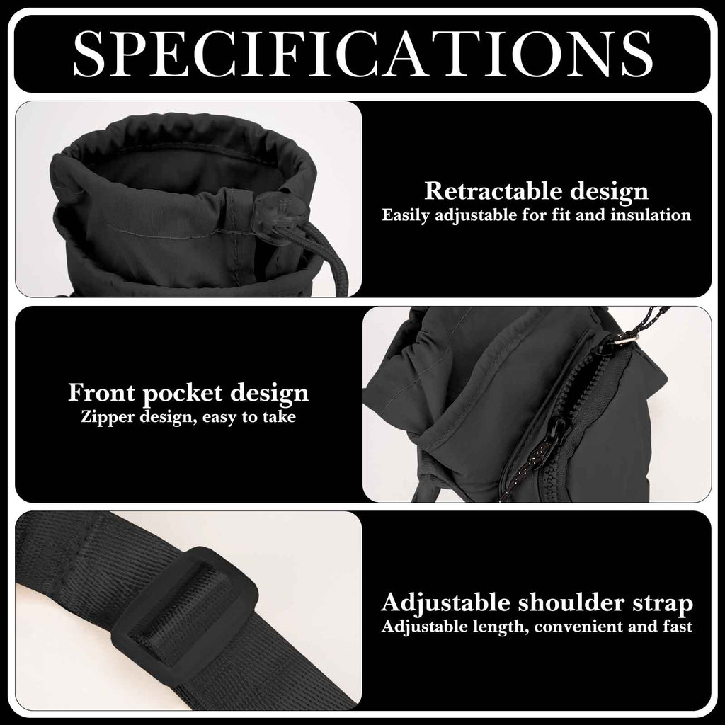 Linkidea Water Bottle Carrier with Strap Compatible with Owala FreeSip 24oz/32oz, IRON FLASK Wide Mouth 32oz, Bottle Shoulder Strap Bag Holder with Phone Pocket (Black)