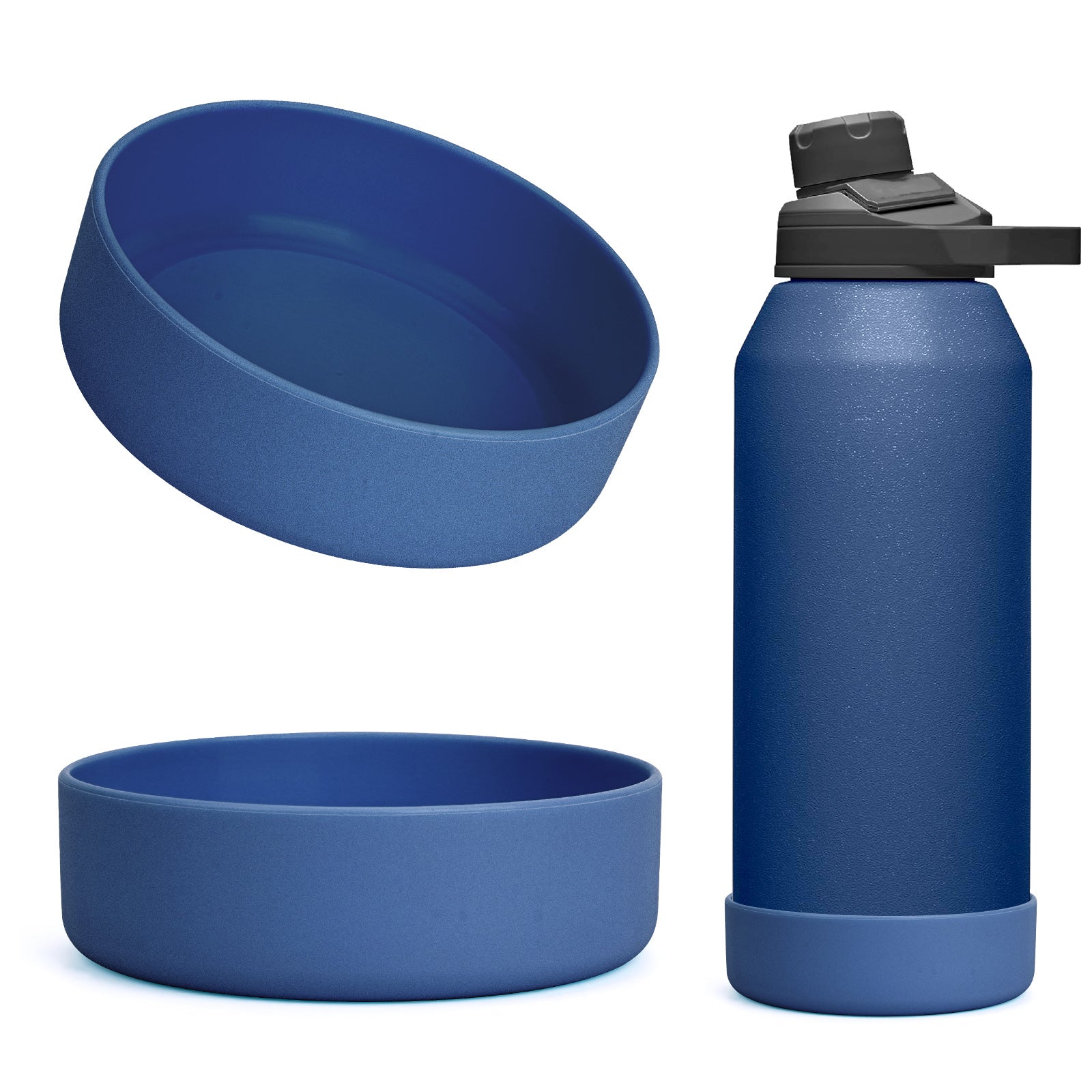 Linkidea 2 Pack Water Bottle Boot Compatible with CamelBak Chute Mag 40oz, Silicone Anti-Slip Waterbottle Bottom Sleeve Bumper Protector (Nordic Blue)