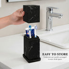 Countertop Manual Toothbrush Toothpaste Holder with Ventilated Lid, Black