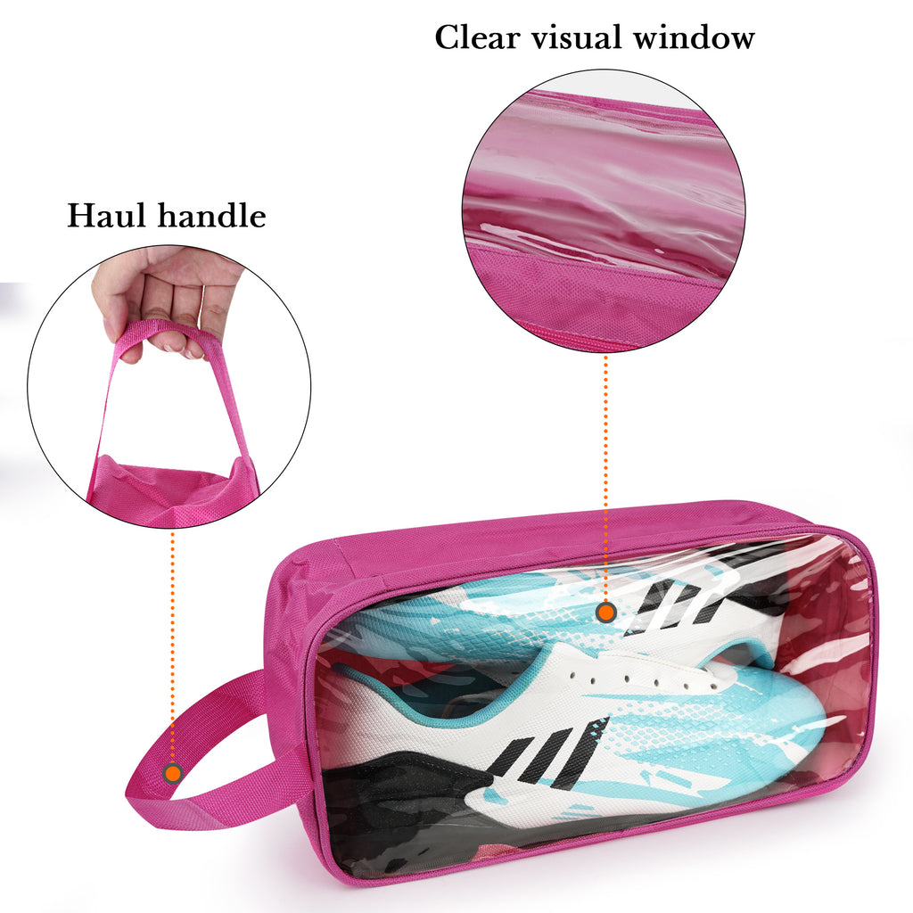 Linkidea 2 Pack Soccer Shoe Carrying Bag, Soccer Cleats Storage Bag, Fit Up to US Men Size 13 Soccer Shoes, Compact Soccer Boots Duffle Bag with Water Resistant Design (Pink)