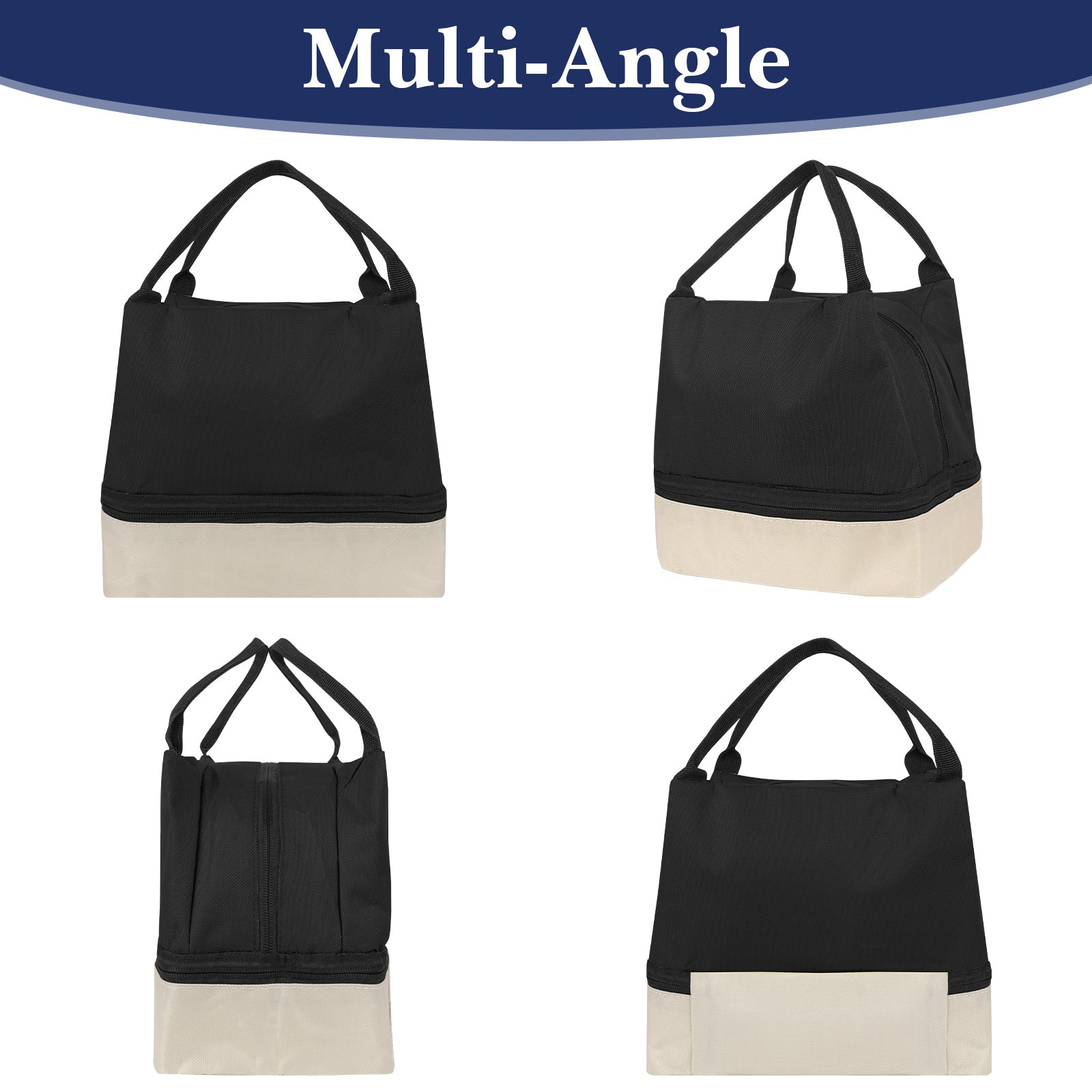 Linkidea Encrypted Oxford Cloth Lunch Bag, Large Capacity Reusable Insulated Lunch Bag for Picnic or Travel, Compatible with B.Box, Sunhanny, Pedeco, QQKO, Xgxn Lunch Box (Black)