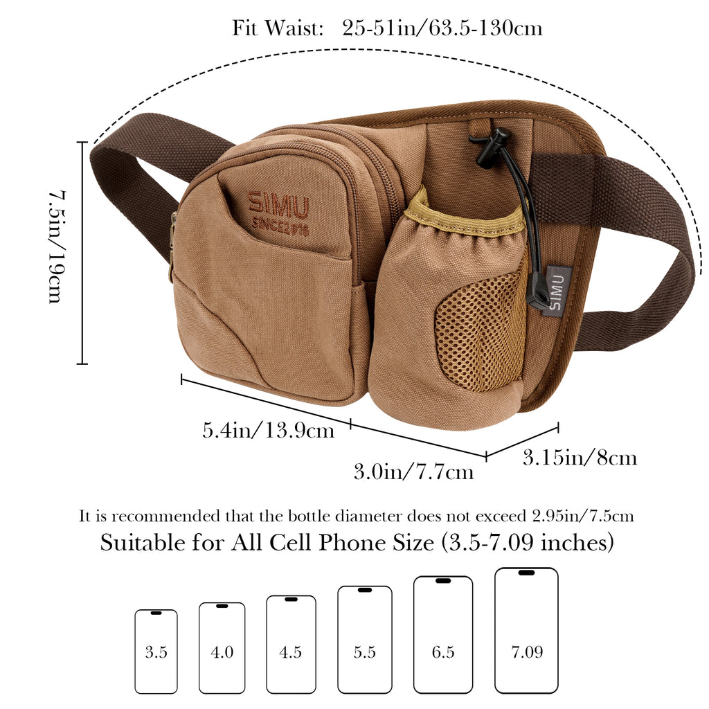 Fanny Pack Waist Bag with Bottled Water Holder, Waist Pack Compatible with Smartwater 16.9/20 Fl Oz, Lifewtr 16.9/20 Fl Oz, Travel Sport Casual Belt Bag for Running Walking Hiking
