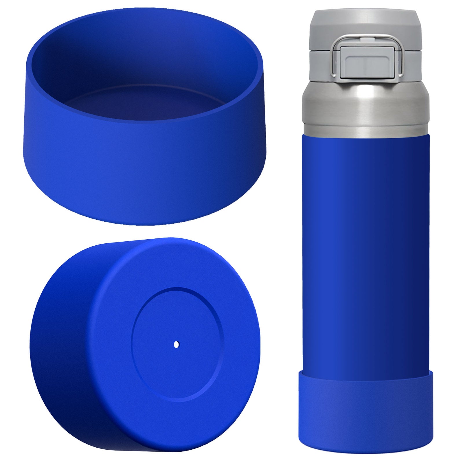Linkidea 2 Pack Water Bottle Boot Compatible with Stanley Quick Flip GO 36oz, Silicone Waterbottle Bottom Bumper Protector (Navy Blue)