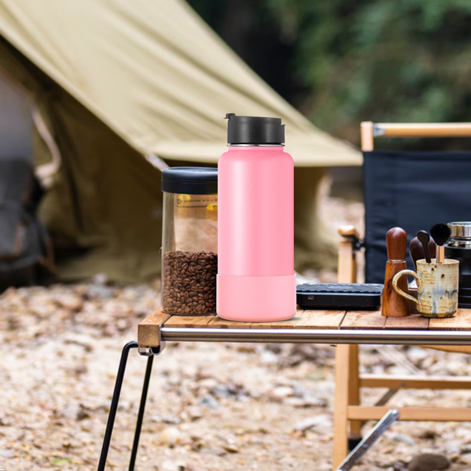 Linkidea Water Bottle Boot Compatible with IRON °FLASK Wide Mouth 32oz/40oz, Narrow Mouth 32oz, Silicone Bottle Bottom Sleeve Cover Protector, Bottle Bumper (Light Pink / 2 Pack)