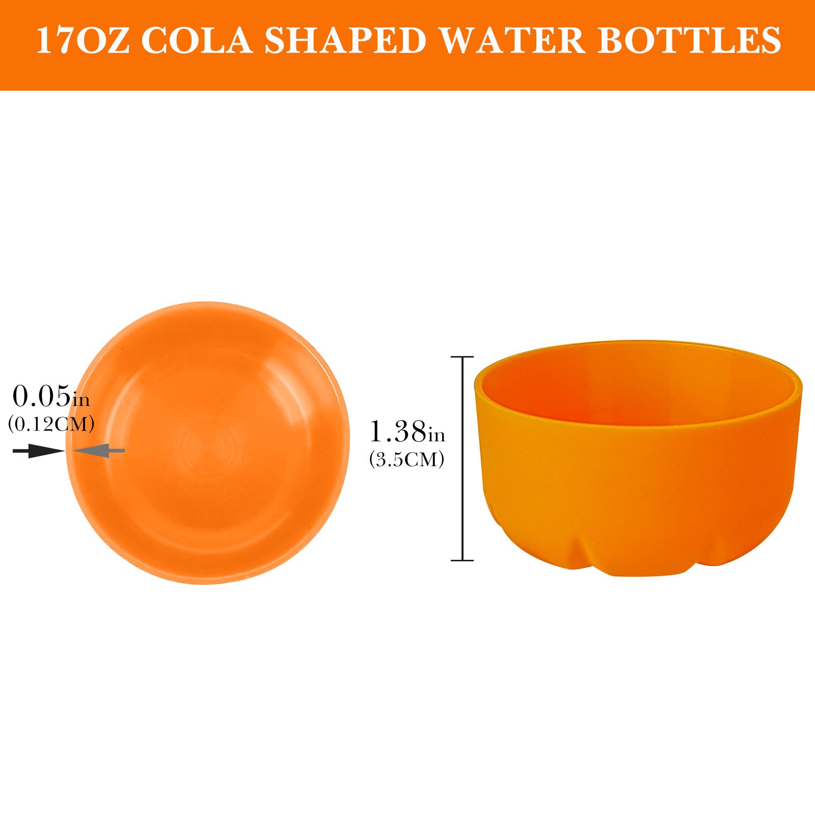 Linkidea 2 Pack Water Bottle Boot Compatible with 17oz ORIGINAL, BJPKPK, MIRA Cascade Cola Shaped Bottles, Silicone Bottle Bottom Sleeve Bumper Protector (Orange)