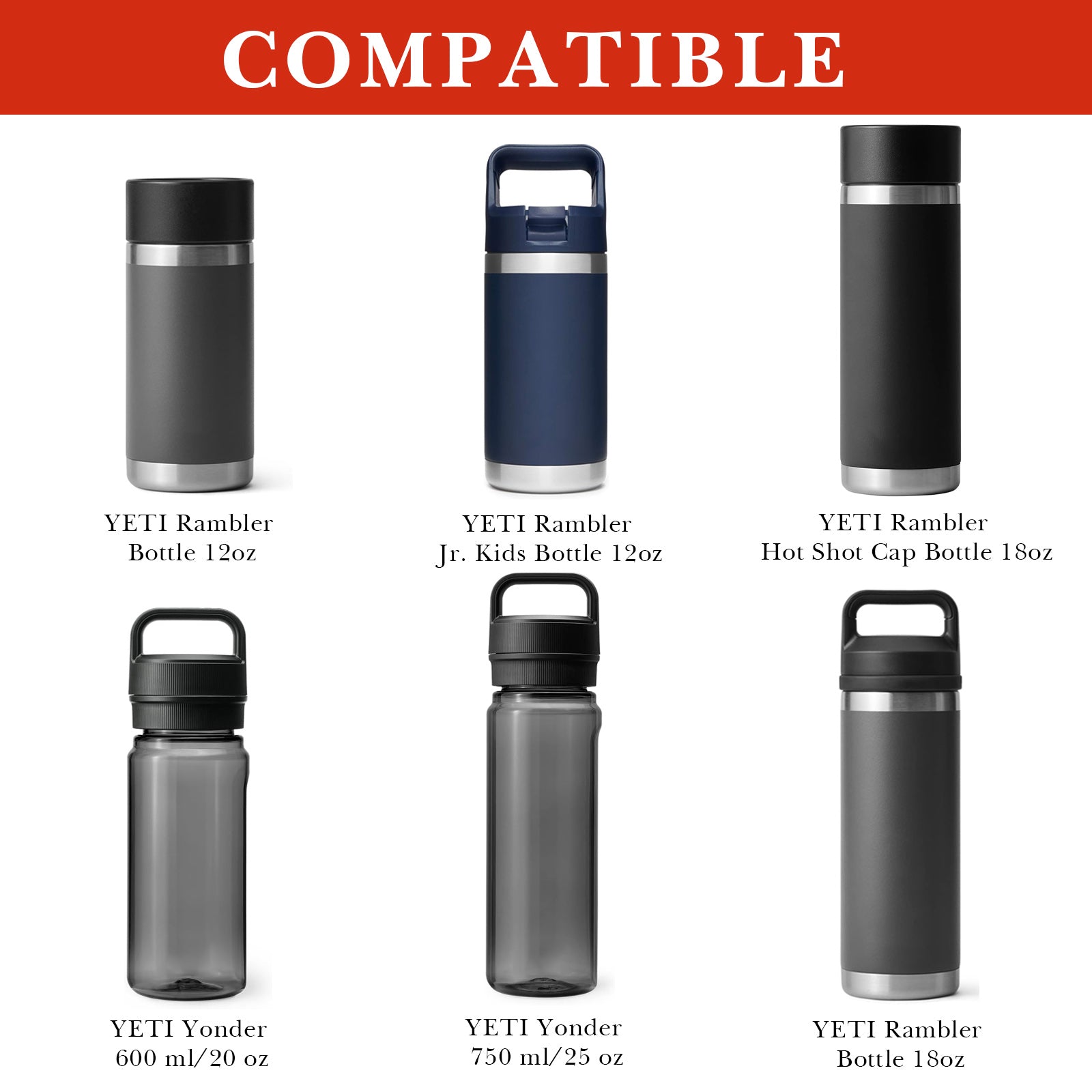 Linkidea Water Bottle Boot Compatible with YETI Rambler Jr. Kids 12oz, Rambler 12oz/18oz, Yonder 20oz/25oz, Silicone Anti-Slip Bottle Bottom Sleeve Bumper Protector (Red / 2 Pack)
