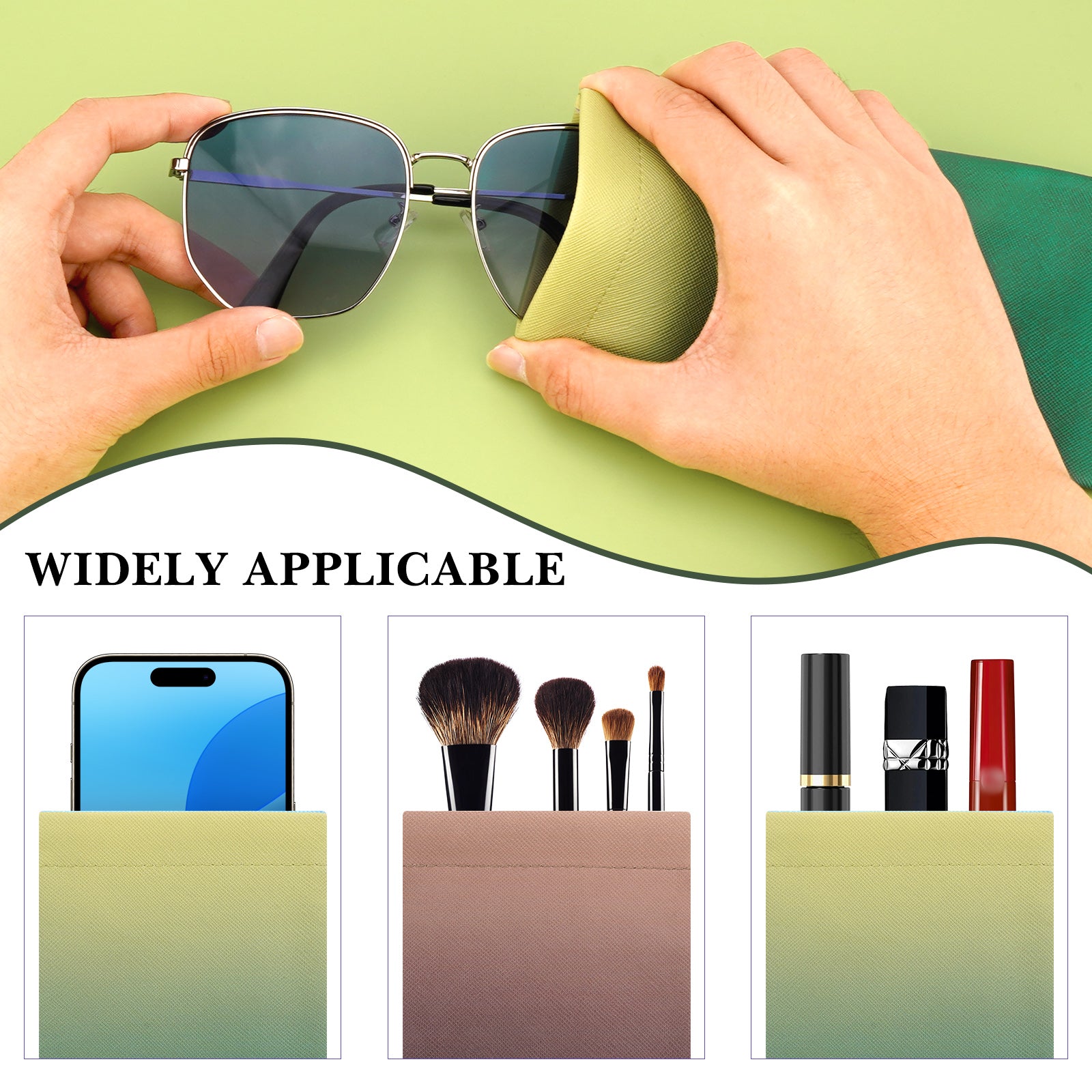Portable Sunglasses Pouch Case with Cleaning Cloth, Durable Eyewear Soft Storage Organizer Bag Compatible with Ray-Ban RB4098/RB3825 Persol PO3328S