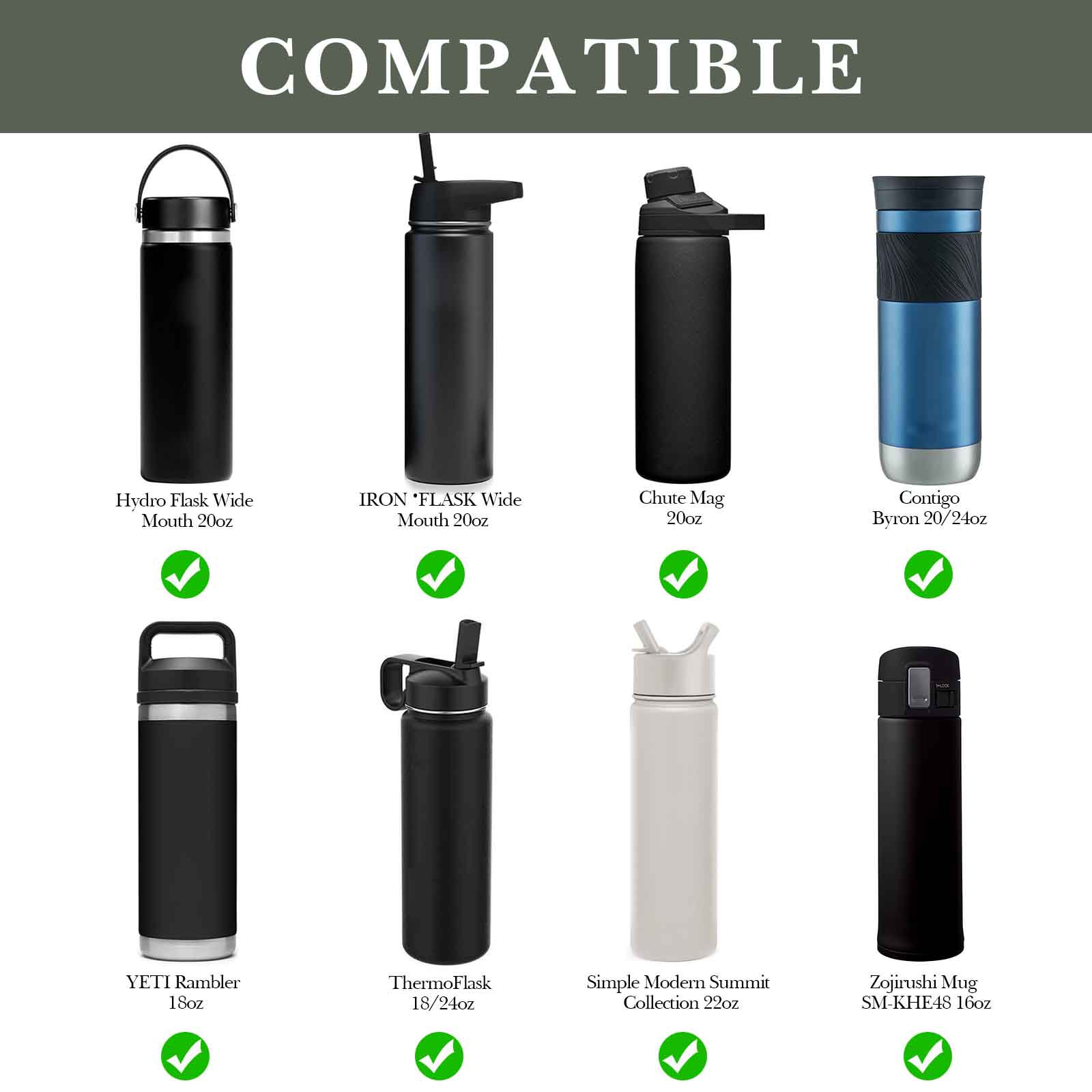 Linkidea Water Bottle Fence Sleeve with Hook Compatible with YETI Rambler Bottle 18oz, Hydro Flask Wide Mouth Bottle 18oz/20oz, Neoprene Bottle Shoulder Strap Bag for Outdoor Sports, Camo
