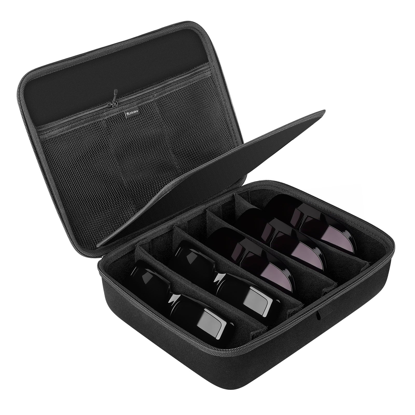 Extra Large Hard Shell Sunglasses Case, 5 Slot Oversized Sun Glasses Storage Bag Organizer Compatible with Oakley W0OO9465VE W0OO9471 W0OO9455M RayBan RBS0101S RB4098 RB3825