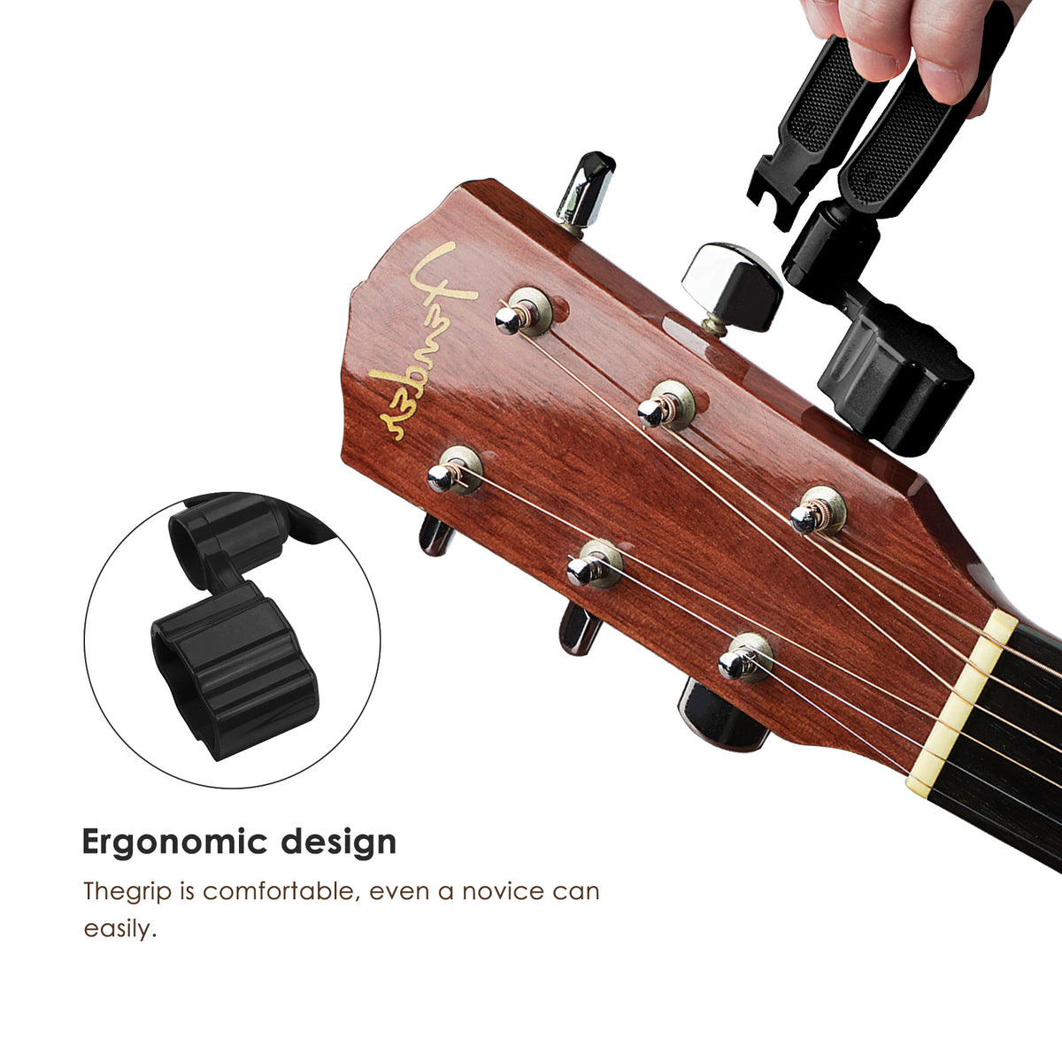 Linkidea 3-in-1 Guitar Tool, String Winder, Pin Puller, String Cutter for Guitar Restringing Repairing (Black)