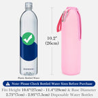 Linkidea 2 Pack Disposable Water Bottle Sleeve Compatible with Smartwater 33.8 Fl Oz, LIFEWTR 33.8 Fl Oz, Insulated Neoprene Bottled Water Cover Holder with Lockable Zipper, Pink