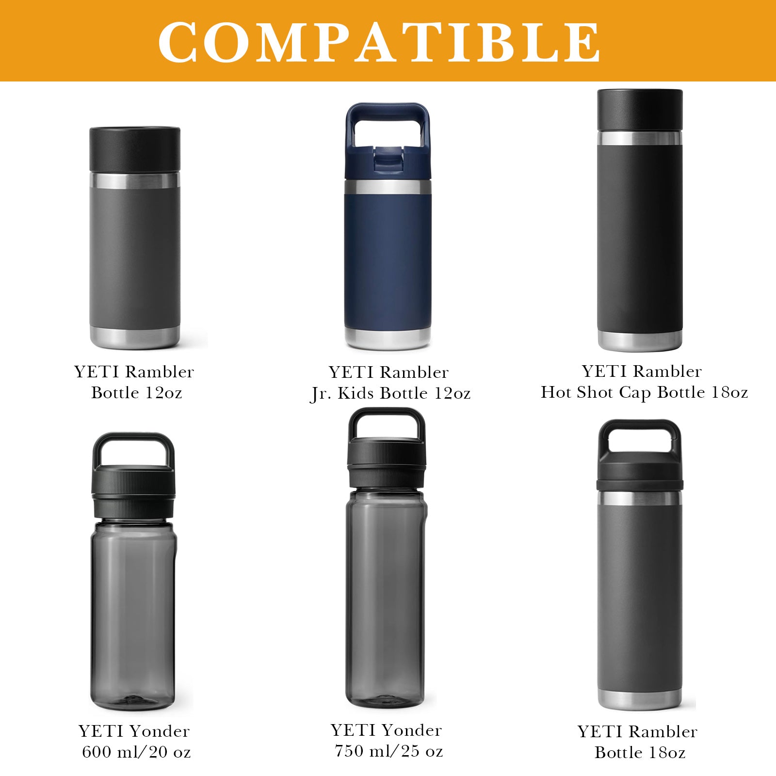 Linkidea 2 Pack Water Bottle Boot Compatible with YETI Rambler Jr. Kids 12oz, Rambler Bottle 12oz/18oz, Yonder 20oz, Silicone Anti-Slip Bottle Bottom Bumper Protector (Orange)