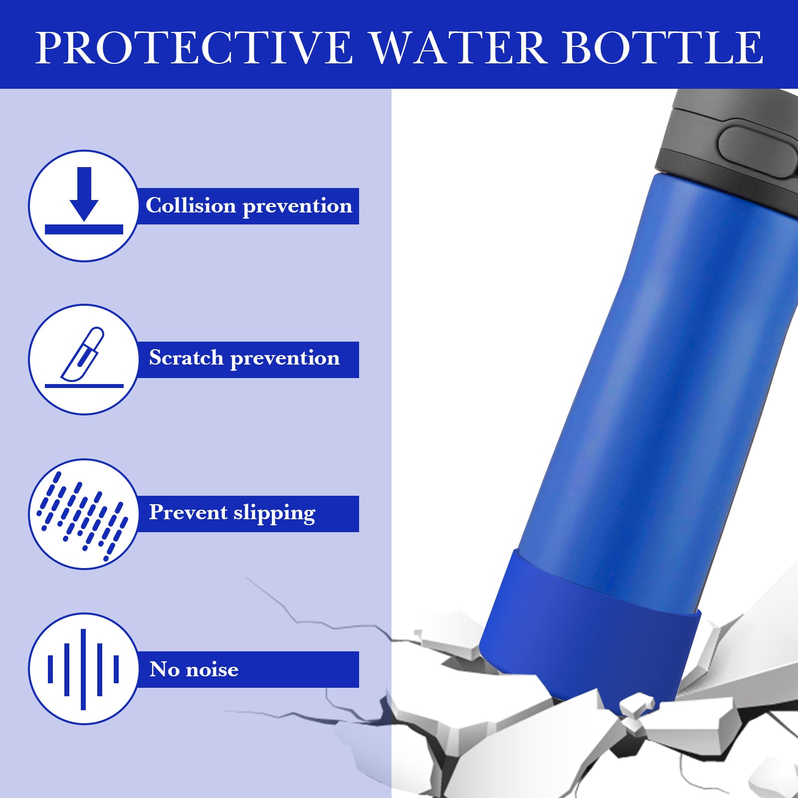 Linkidea 2 Pack Water Bottle Boot Compatible with Contigo Jackson Chill 2.0 20oz/24oz, Cortland 24oz, Silicone Anti-Slip Bottle Bottom Bumper Protector (Navy Blue)