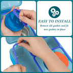 Linkidea 4 Pcs Silicone Seal Replacement, Exact Fit Lid Seal Gasket Compatible with OmieBox, Leakproof Food Safe Parts & Accessories for Bento Box (Blue)