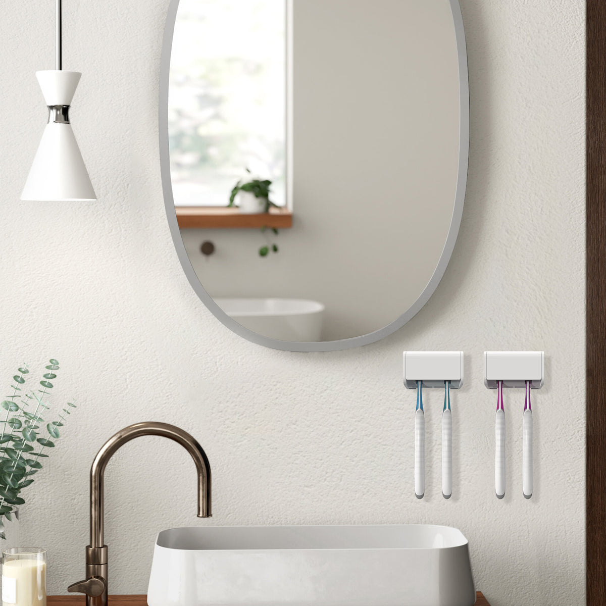 Colgate Rv Linkidea Wall Mounted Toothbrush Holder with Protective Cover, 2 Slots ...
