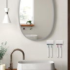 Linkidea Wall Mount Toothbrush Holder with Cover, Plastic Self Adhesive Wallmount 2 Slots Tooth Brush Hanger Compatible with Oral-B CrossAction, Colgate Renewal, Reach Essentials