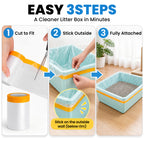Self-Adhesive Cat Litter Box Liners, Cut-to-Fit Disposable Kitty Litter Pan Liner Sheets, Leak-Resistant Plastic Litter Tray Protector for Custom-Size Cat Boxes