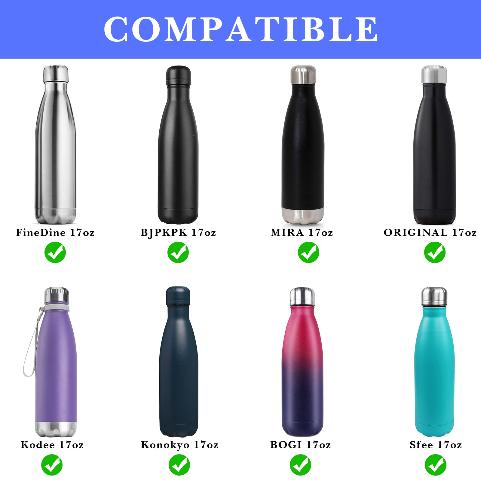 Linkidea Neoprene Water Bottle Carrier with Strap Compatible with S ORIGINAL, Koodee, MIRA 17oz Cola Shaped Bottle, Insulated Waterbottle Sling Bag with Shoulder Strap, Blue
