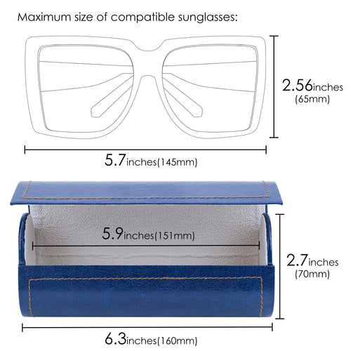 Extra Large Hard Shell Sunglasses Case, Oversized Sun Glasses Storage Organizer Compatible with RayBan RB8097 RB8089 RB4098 Persol PO3352S PO3328S PO3311S (XL / Blue)