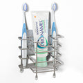 Linkidea Stainless Steel Self-Adhesive Toothbrush Holder, Countertop/Wall Mount 3 Slots Toothpaste Stand Organizer Compatible with Colgate Extra Clean, Oral-B CrossAction (Brushed Nickel)