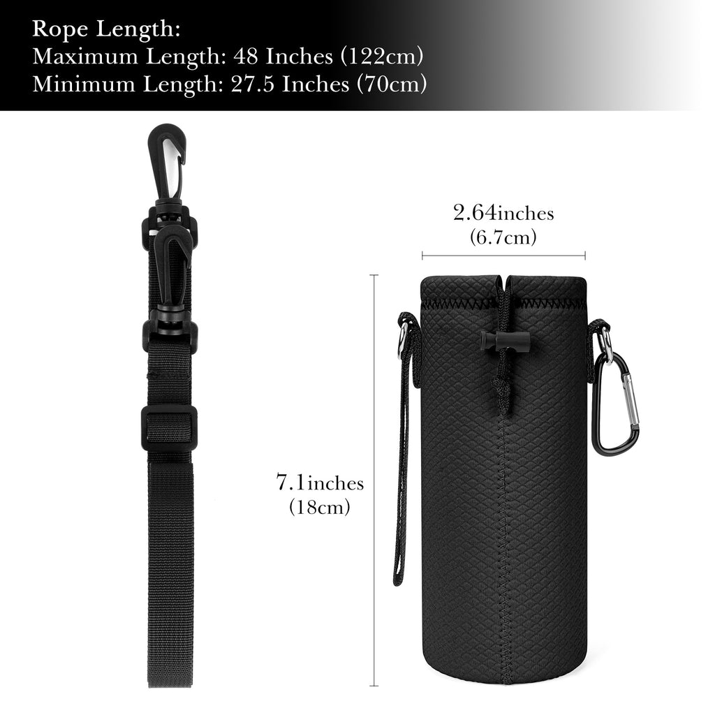 Linkidea Water Bottle Carrier with Strap Compatible with Kids FreeSip 16oz, Owala FreeSip Tritan 25oz, Neoprene Waterbottle Sling Bag Holder, Shoulder Strap, Black