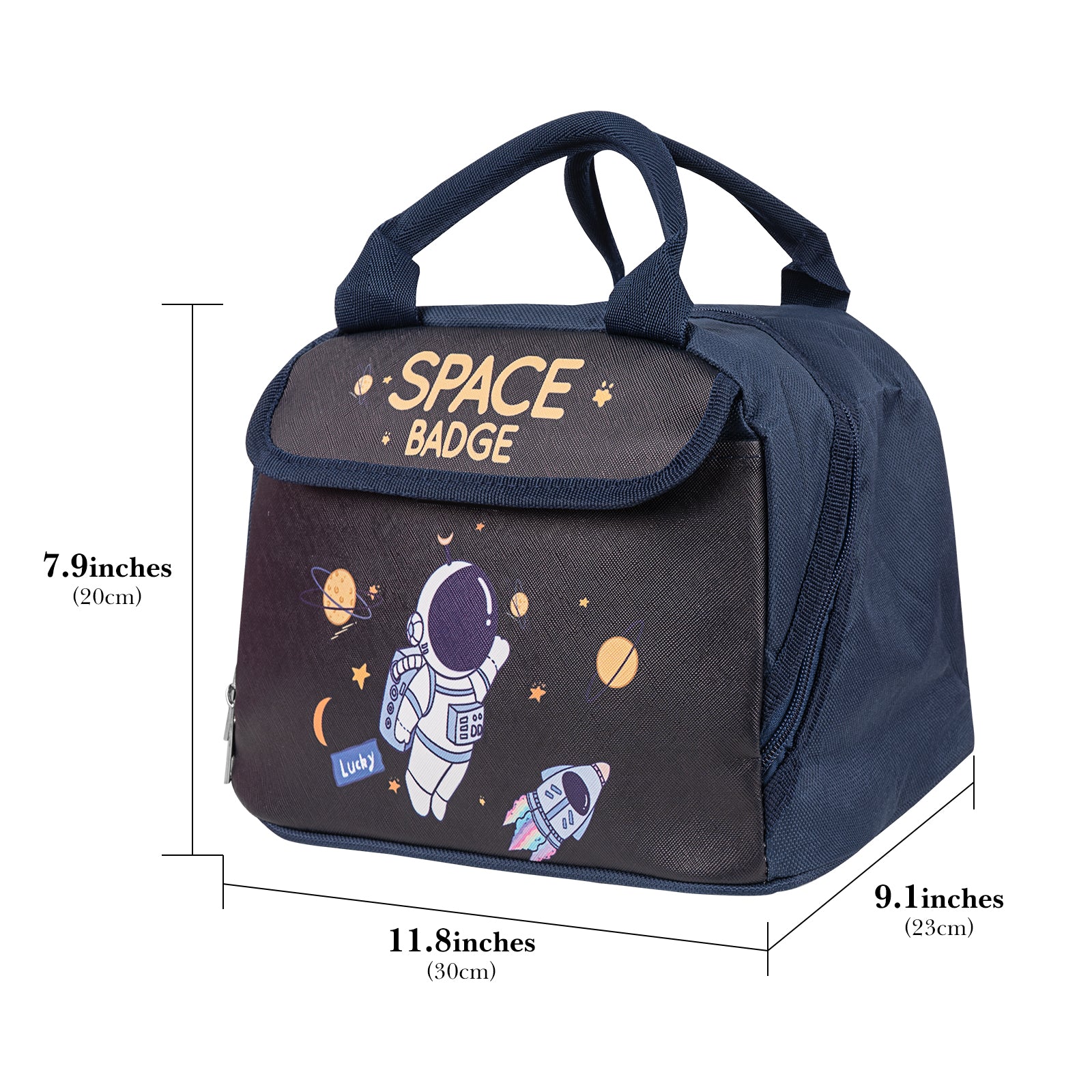 Linkidea Lunch Bag, Large Capacity Lunch Tote Bag with Hand Strap, Reusable Lunch Box Bag for Picnic, Outdoor, Compatible with B.Box, Sunhanny, Pedeco, QQKO, Xgxn Lunch Box (Navy Blue)