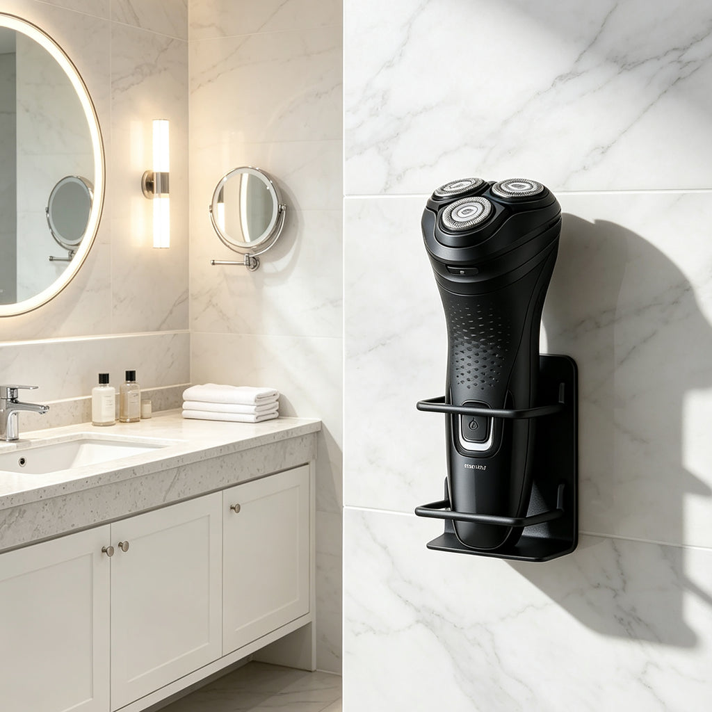 Linkidea 2 Pack Electric Shaver Holders for Shower, Stainless Steel Wall Mount Razor Hanger with Drainage, Fits Shaving Handles up to 1.8", Compatible with Philips Shaver 2400 (Black)