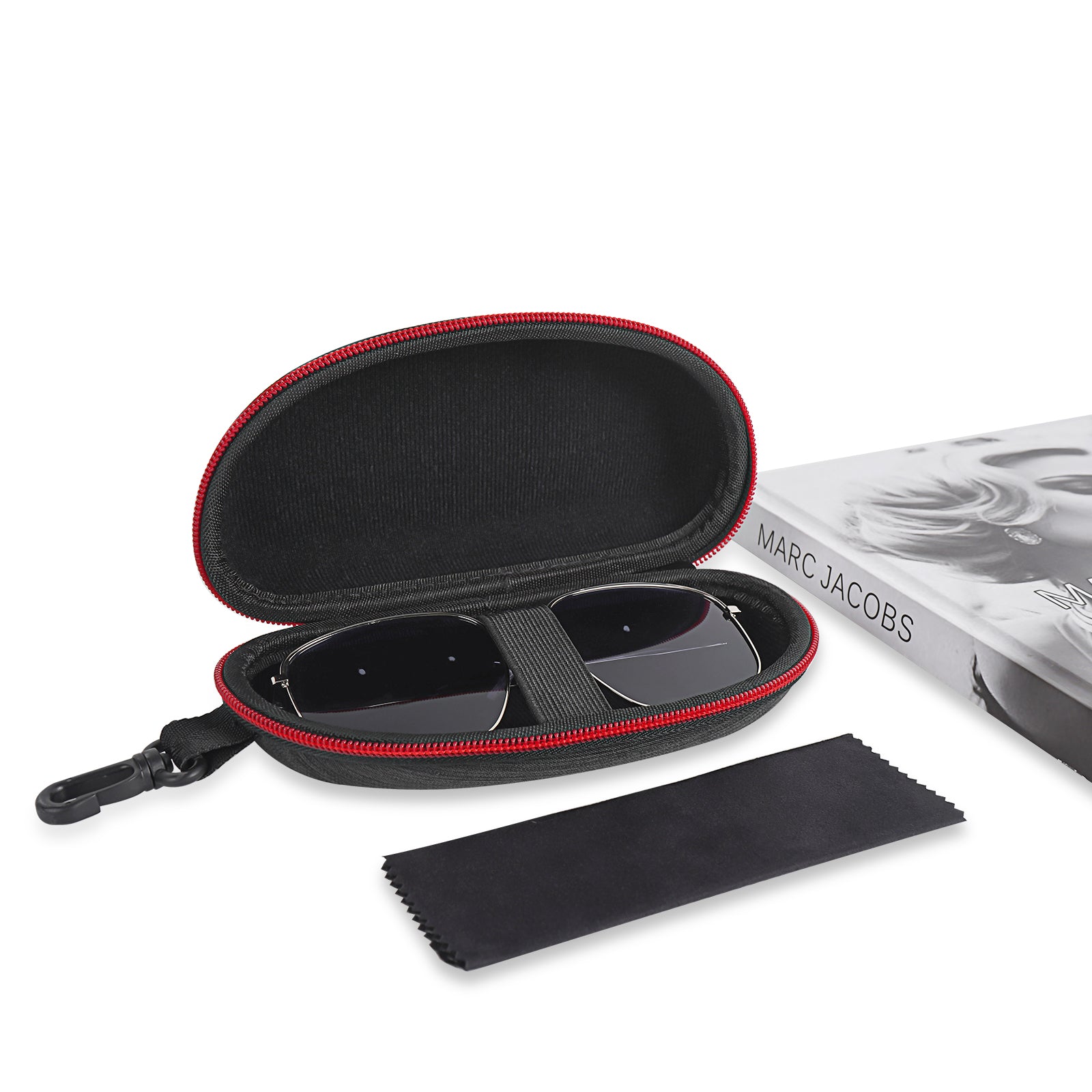 Extra Large Hard Shell Sunglasses Case, Oversized Sun Glasses Storage Bag Pouch Organizer Compatible with Rayban RB3025 RB3712D RB3717 Gucci GG0595S GG0528S GG0900S (XXL, Black)